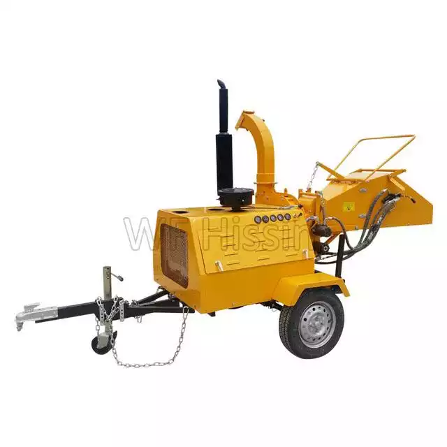 Trailer mounted wood chipper